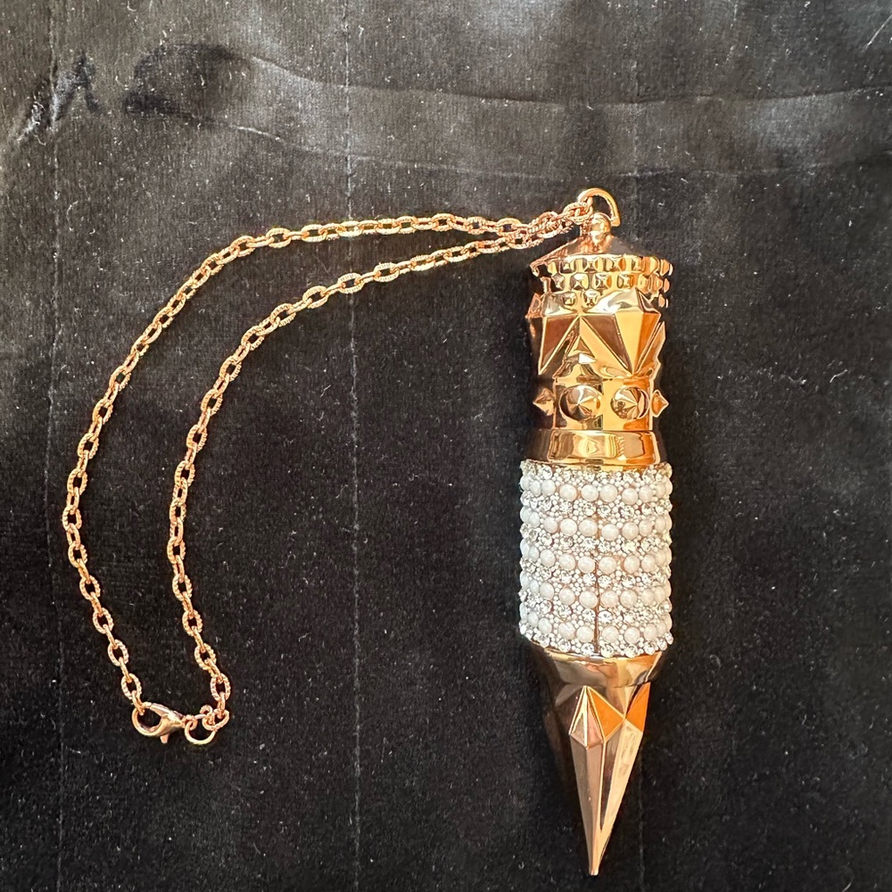 Luxurious Gold and Silver Lipstick Pendant Necklace